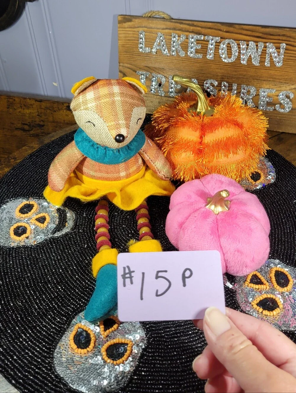 Target Bullseye playground burlap fox & Plush Pumpkins - Home Accents
